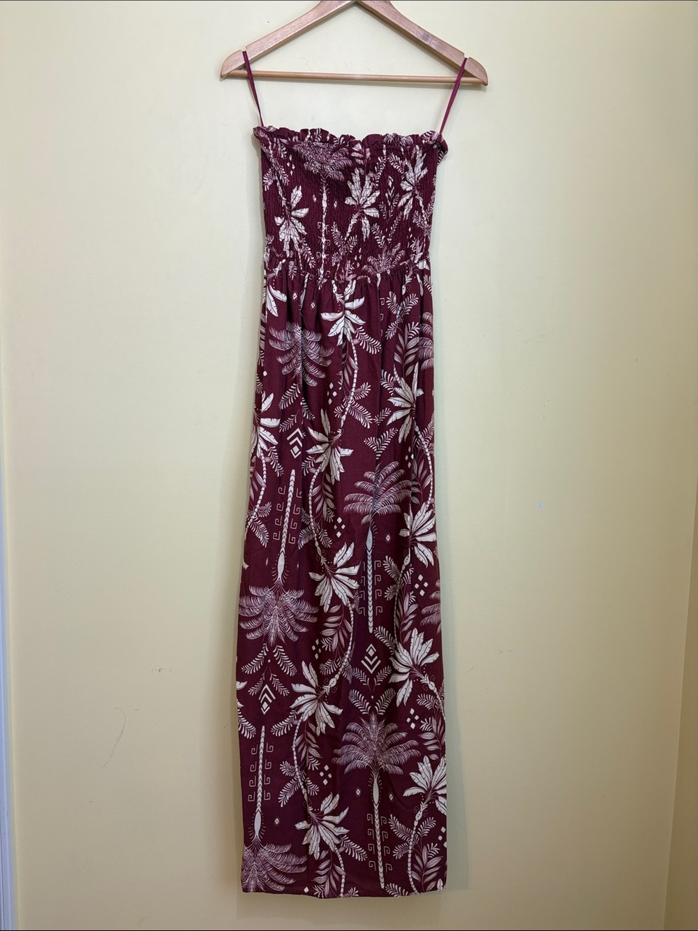 Monteau Los Angeles | NWT Strapless ResortWear Linen Blend Smocked Maxi Dress XS - Picture 14 of 16